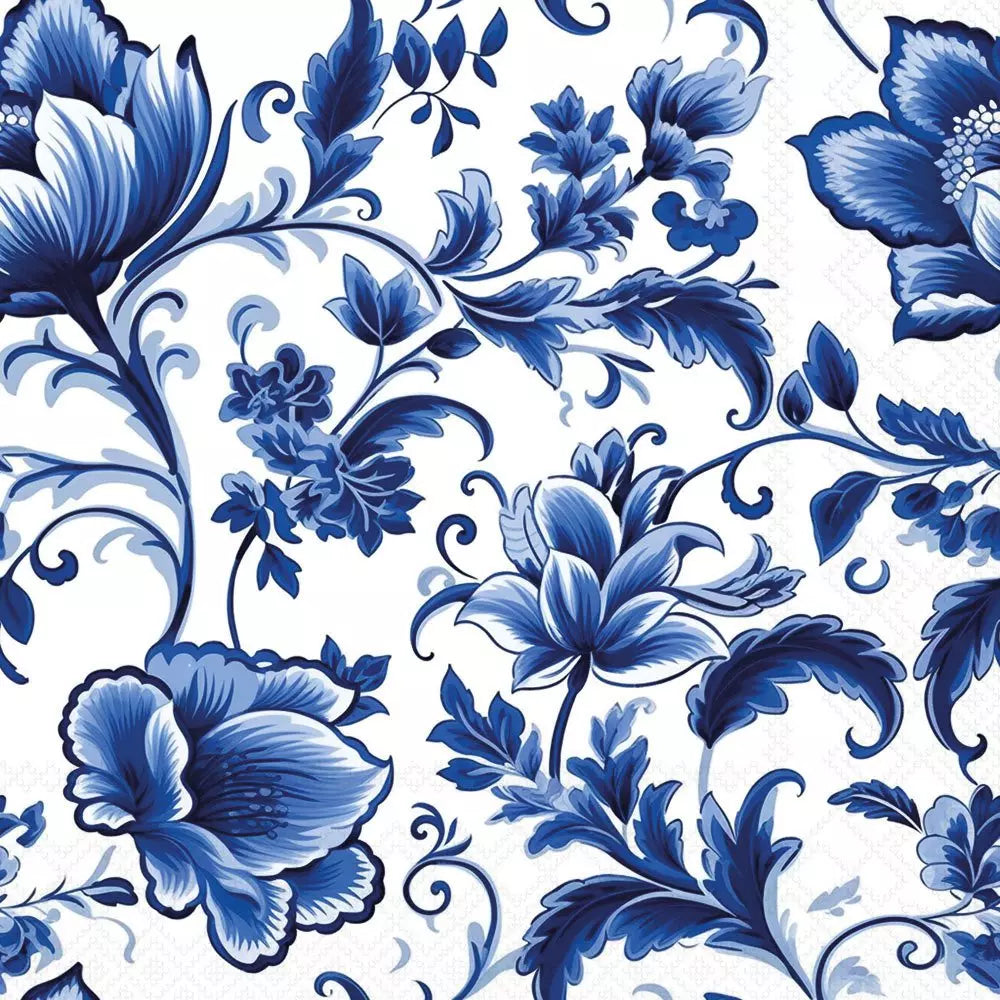 Decoupage Napkins 6.5" (2pcs)- Delft Blue Florals