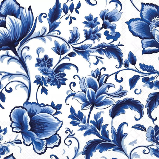 Decoupage Napkins 6.5" (2pcs)- Delft Blue Florals