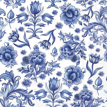 Decoupage Napkins 6.5"  (2pcs)- Delft Blue Flowers