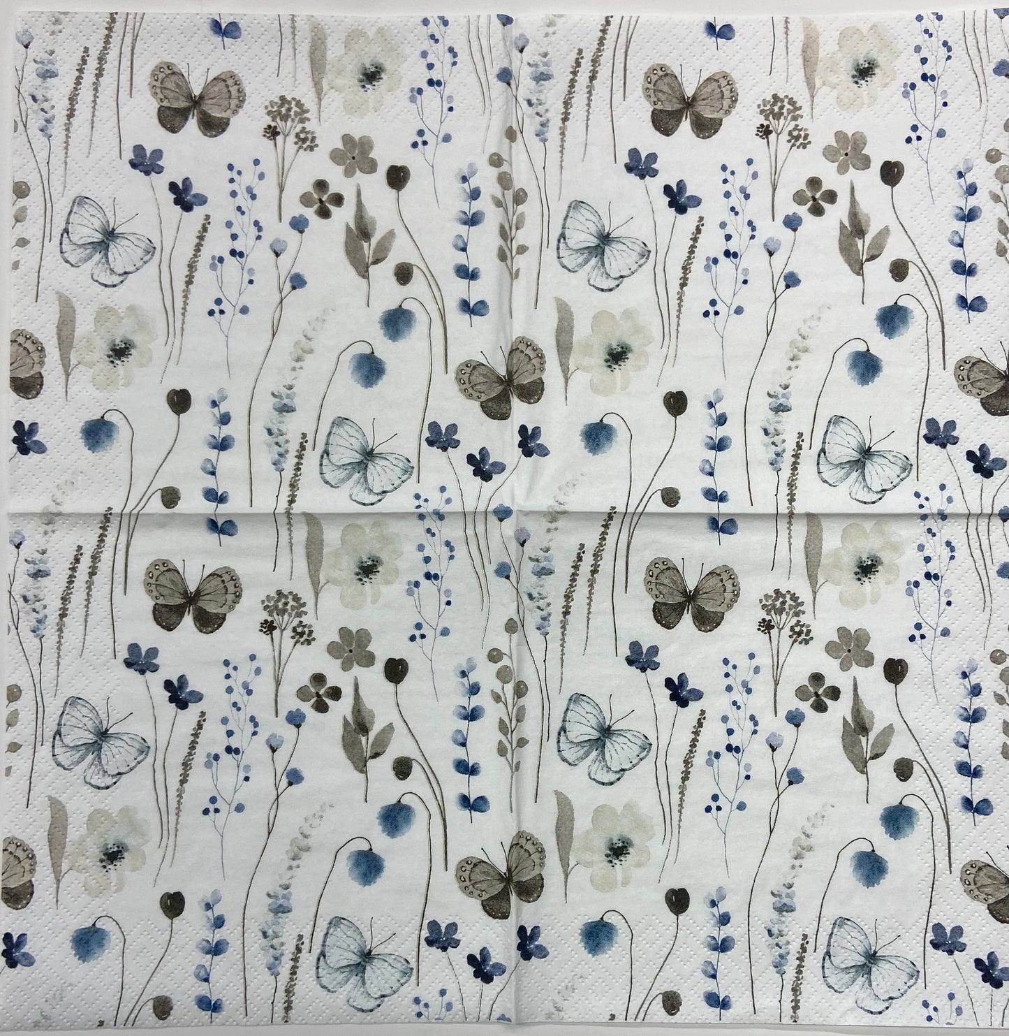 Decoupage Napkins 6.5" (2pcs)- Delicate Flowers with Butterflies
