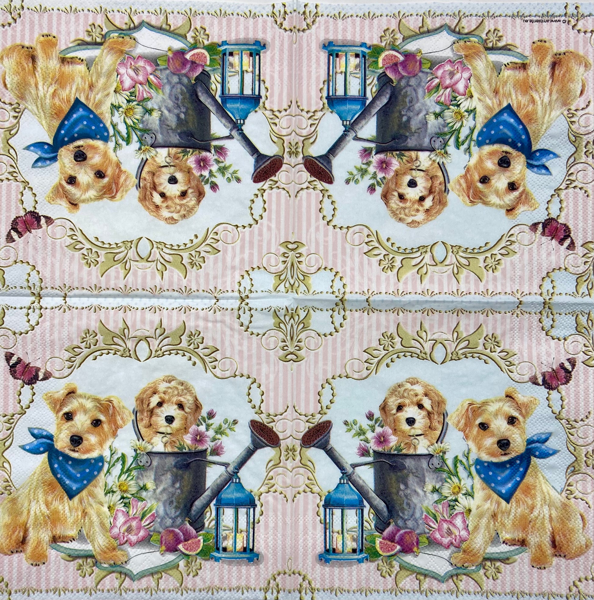 Decoupage Napkins 6.5"  (2pcs)- Dogs in Garden