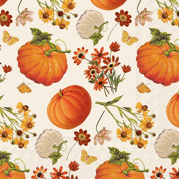 Decoupage Napkins 6.5" (2pcs)- Floral Pumpkins