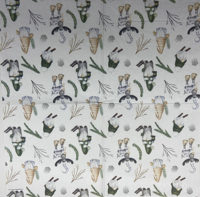 Decoupage Napkins 6.5"  (2pcs)- Forest Gnomes