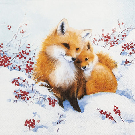 Decoupage Napkins 6.5"  (2pcs)- Fox Family