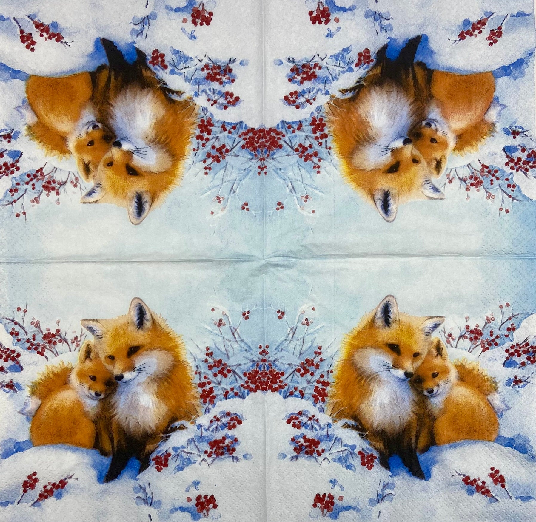 Decoupage Napkins 6.5"  (2pcs)- Fox Family