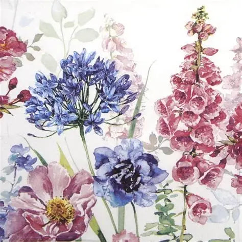 Decoupage Napkins 6.5" (2pcs)- Foxglove & Agapanthus