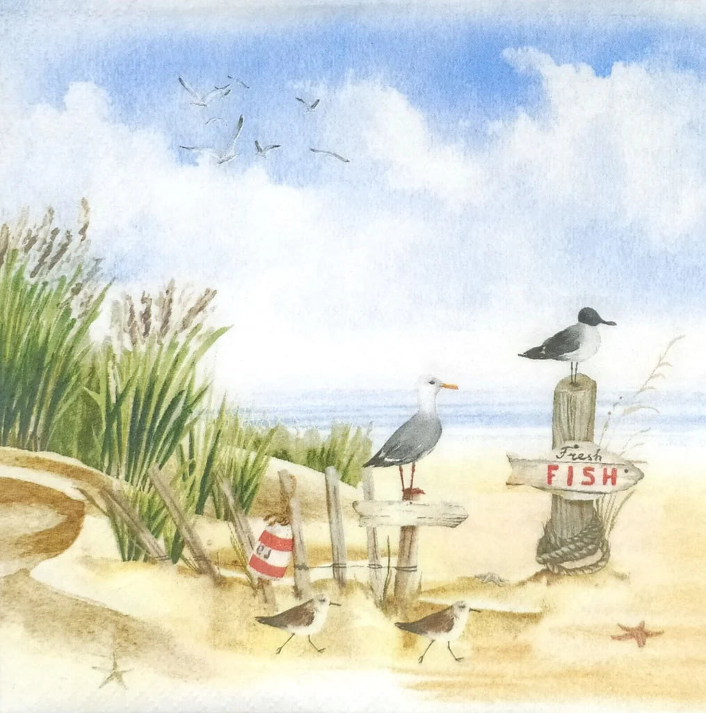 Decoupage Napkins 6.5" (2pcs)- Fresh Fish At Coastal Dune
