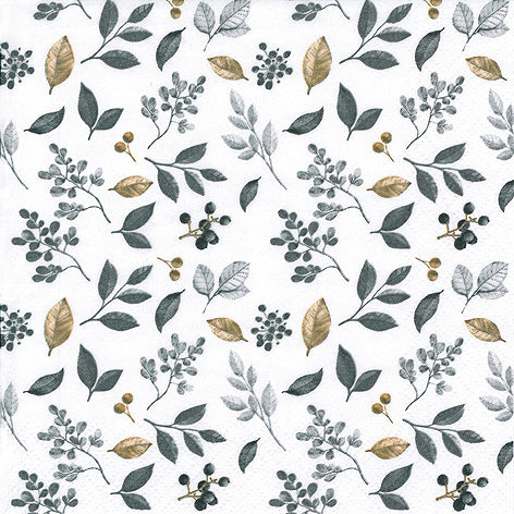 Decoupage Napkins 6.5"  (2pcs)- Frosty Leaves