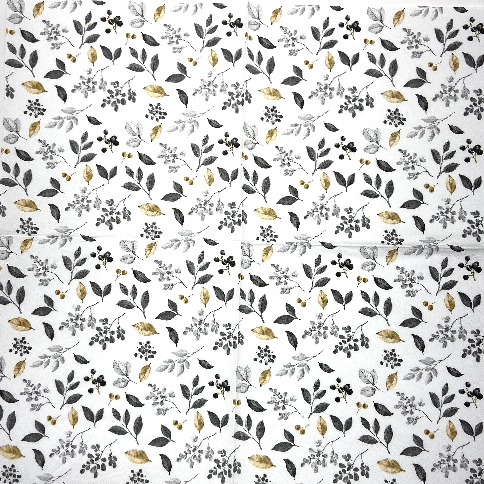 Decoupage Napkins 6.5"  (2pcs)- Frosty Leaves BLACK