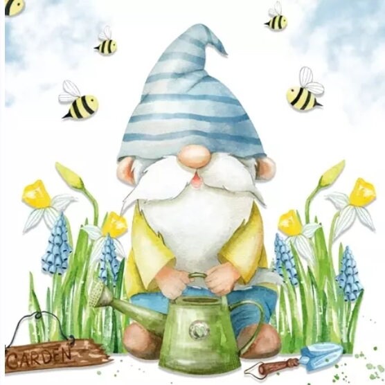 Decoupage Napkins 6.5"  (2pcs)- Garden Gnome