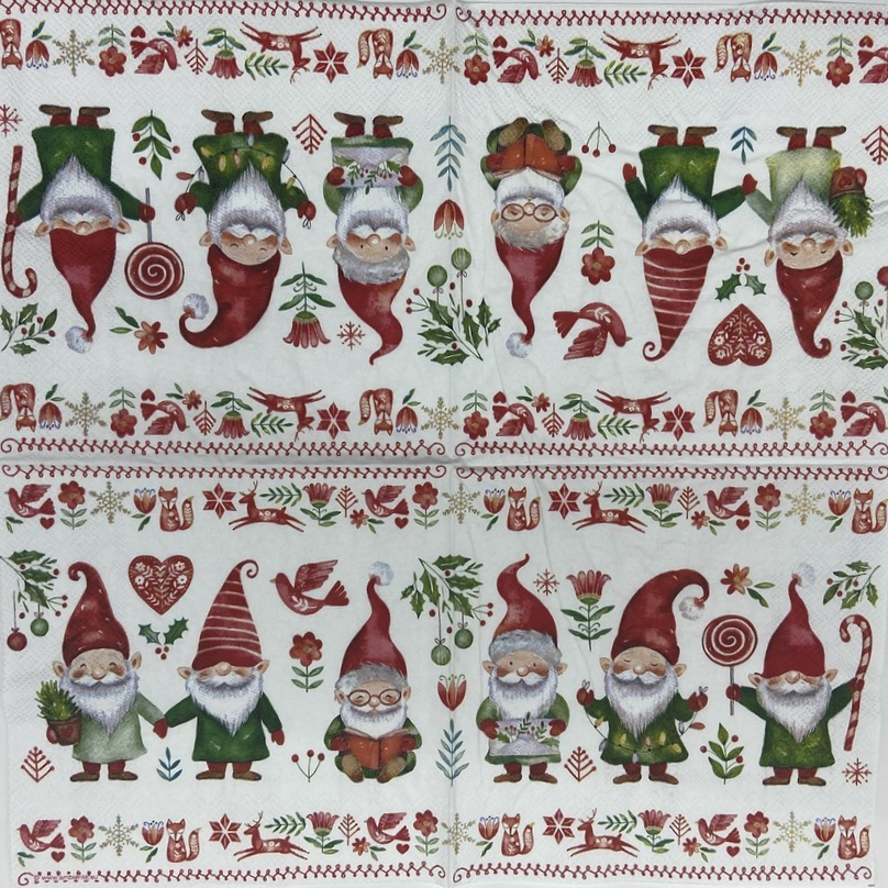 Decoupage Napkins 6.5"  (2pcs)- Gnomes Fun