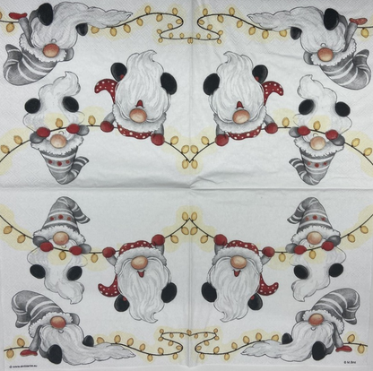 Decoupage Napkins 6.5"  (2pcs)- Gnomes on the Light Chain