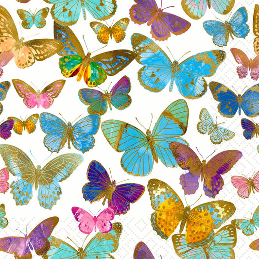 Decoupage Napkins 6.5"  (2pcs)- Golden Butterflies