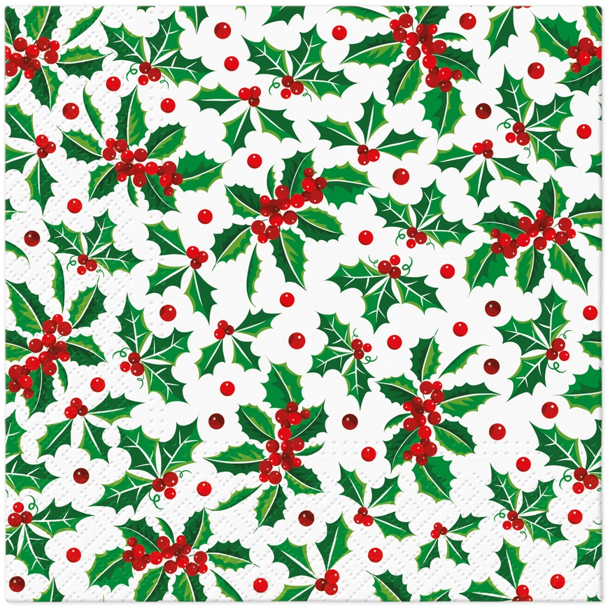 Decoupage Napkins 6.5" (2pcs)- Holly Pattern