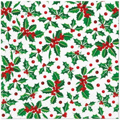 Decoupage Napkins 6.5" (2pcs)- Holly Pattern