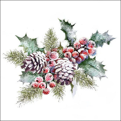 Decoupage Napkins 6.5" (2pcs)- Holly and Berries