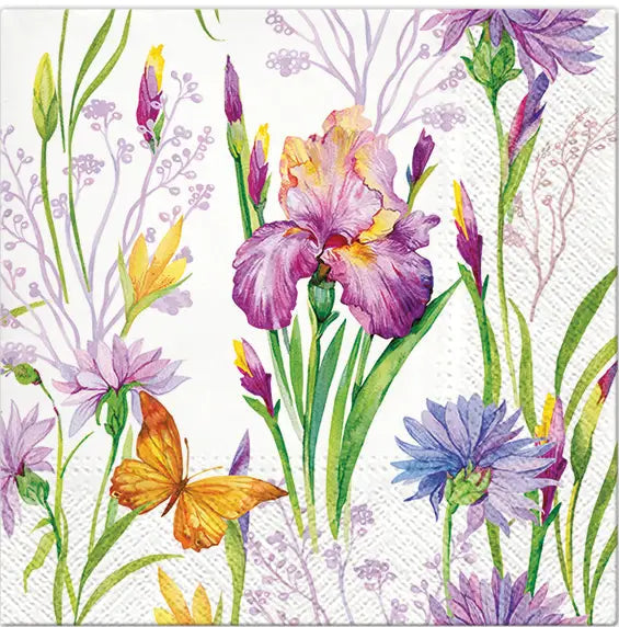 Decoupage Napkins 6.5" (2pcs)- Iris With Butterfly
