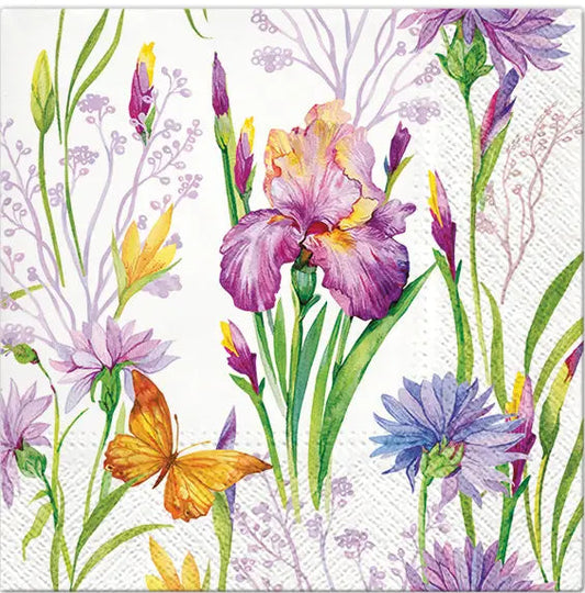 Decoupage Napkins 6.5" (2pcs)- Iris With Butterfly