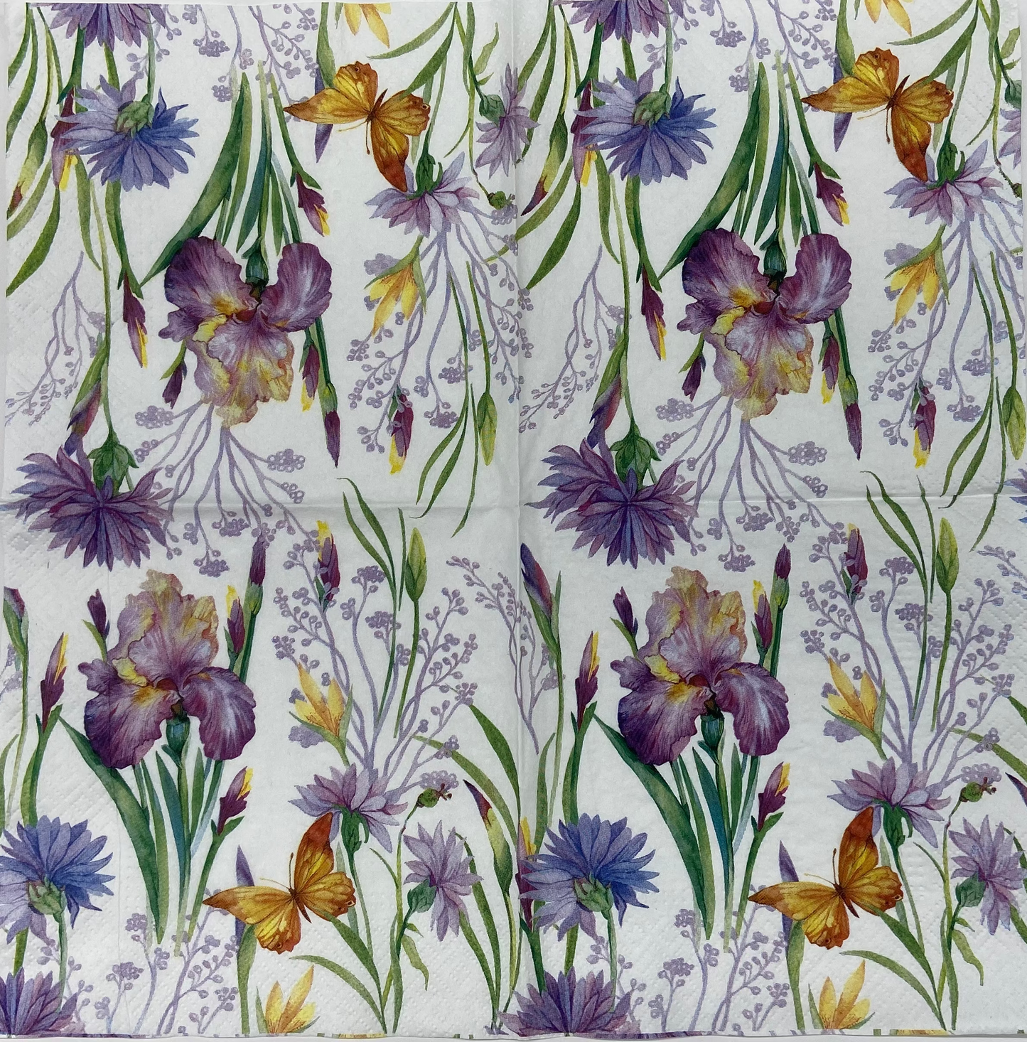 Decoupage Napkins 6.5" (2pcs)- Iris With Butterfly
