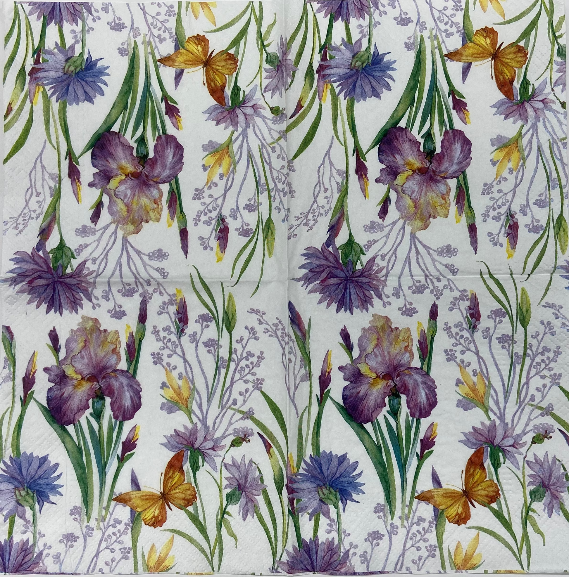 Decoupage Napkins 6.5" (2pcs)- Iris With Butterfly