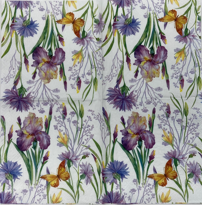 Decoupage Napkins 6.5" (2pcs)- Iris With Butterfly
