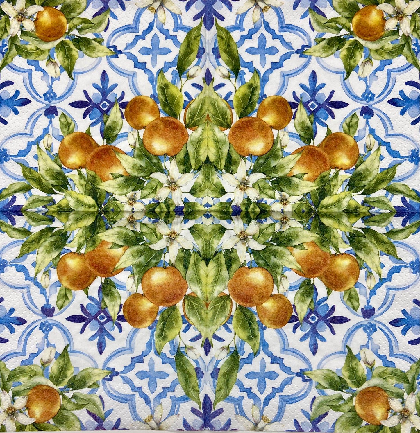 Decoupage Napkins 6.5" (2pcs)- Laranjas Em Azulejos