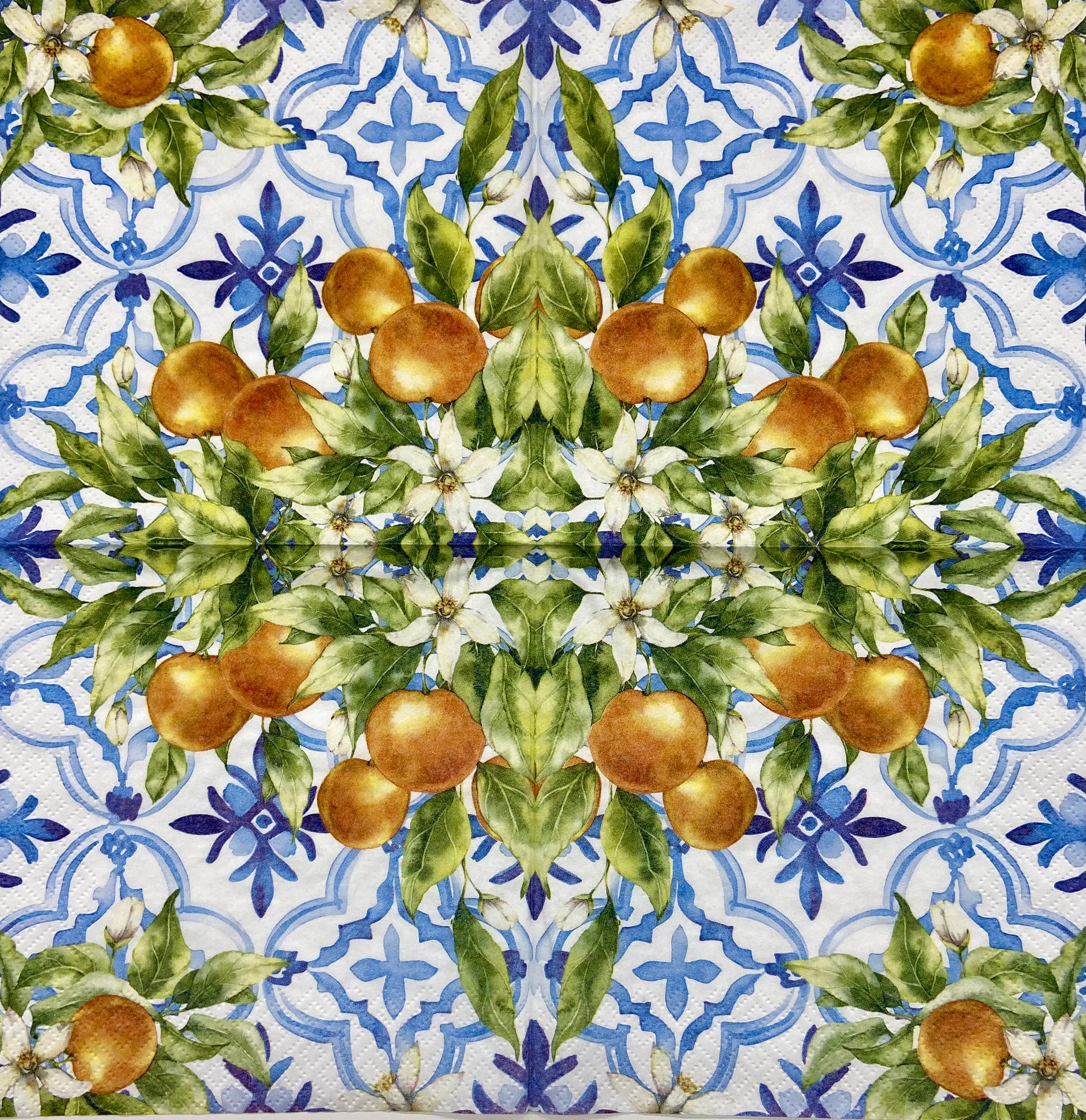 Decoupage Napkins 6.5" (2pcs)- Laranjas Em Azulejos