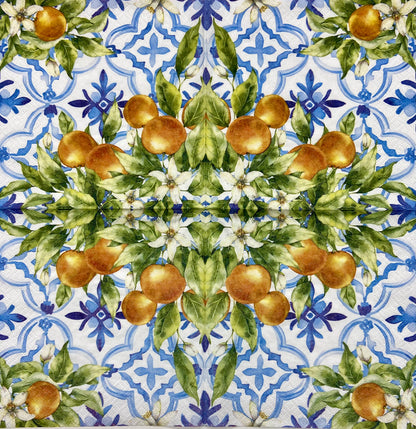 Decoupage Napkins 6.5" (2pcs)- Laranjas Em Azulejos