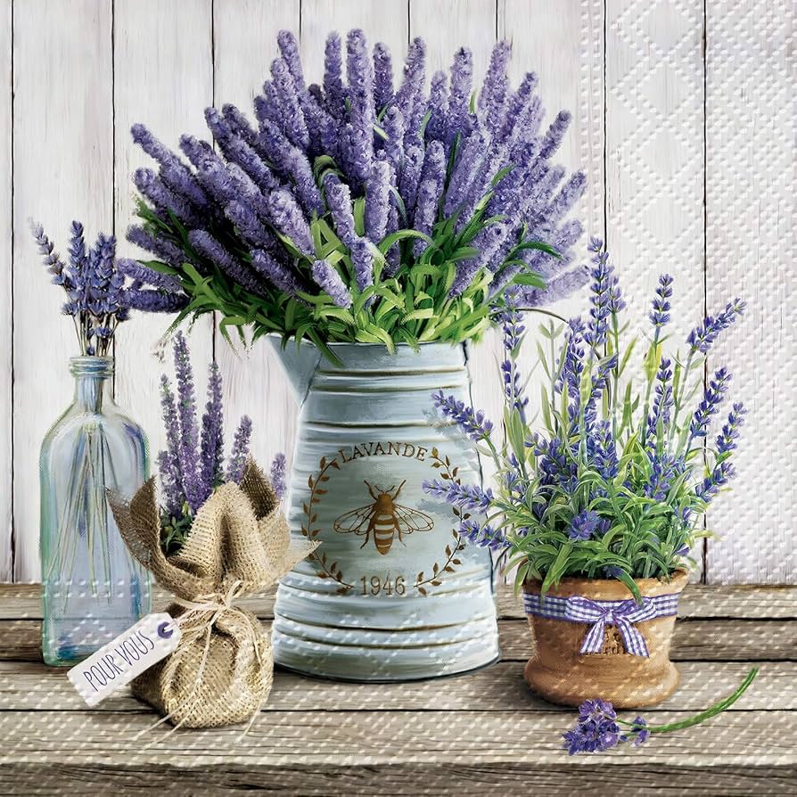 Decoupage Napkins 6.5" (2pcs)- Lavender in Bucket