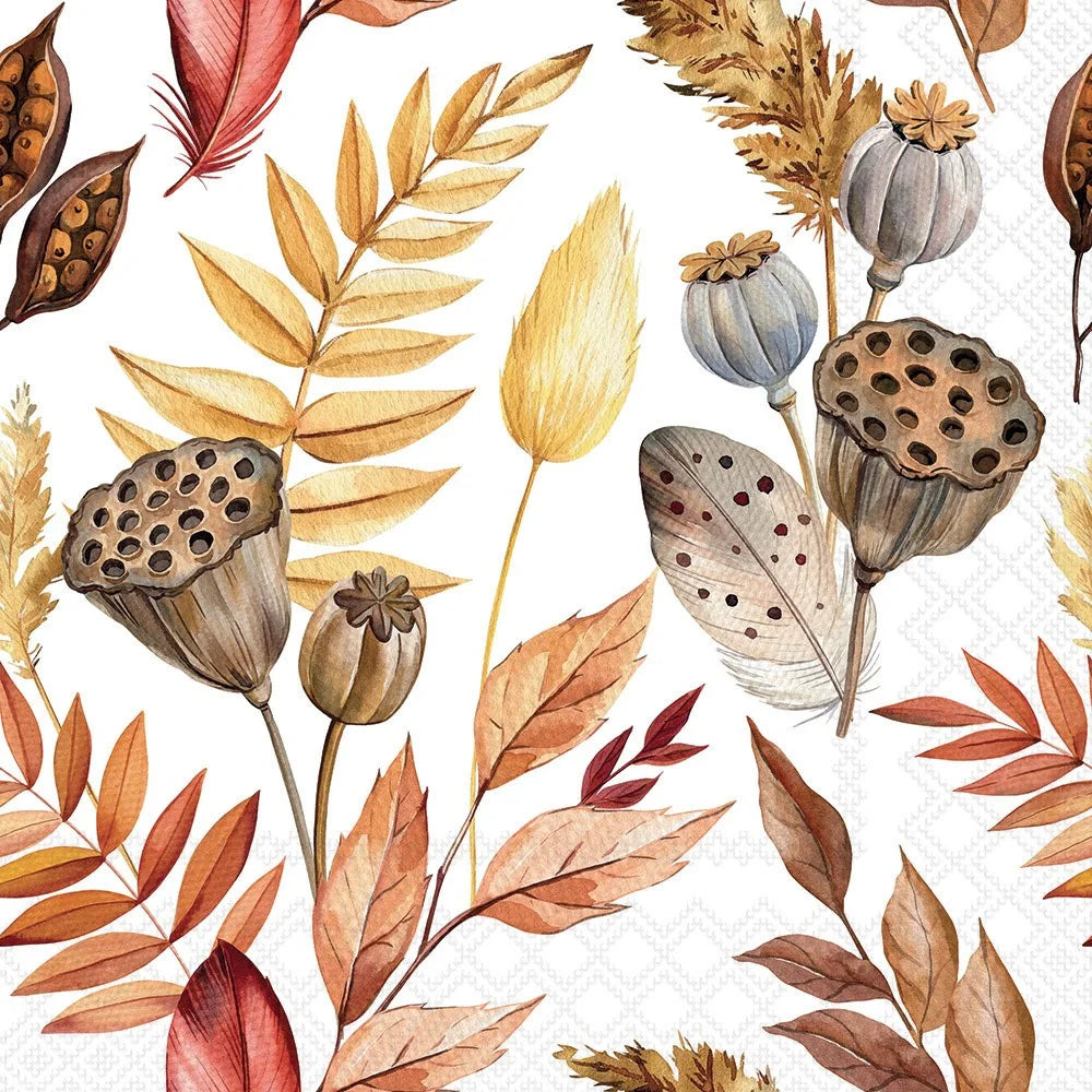 Decoupage Napkins 6.5" (2pcs)- Leaves and Feathers