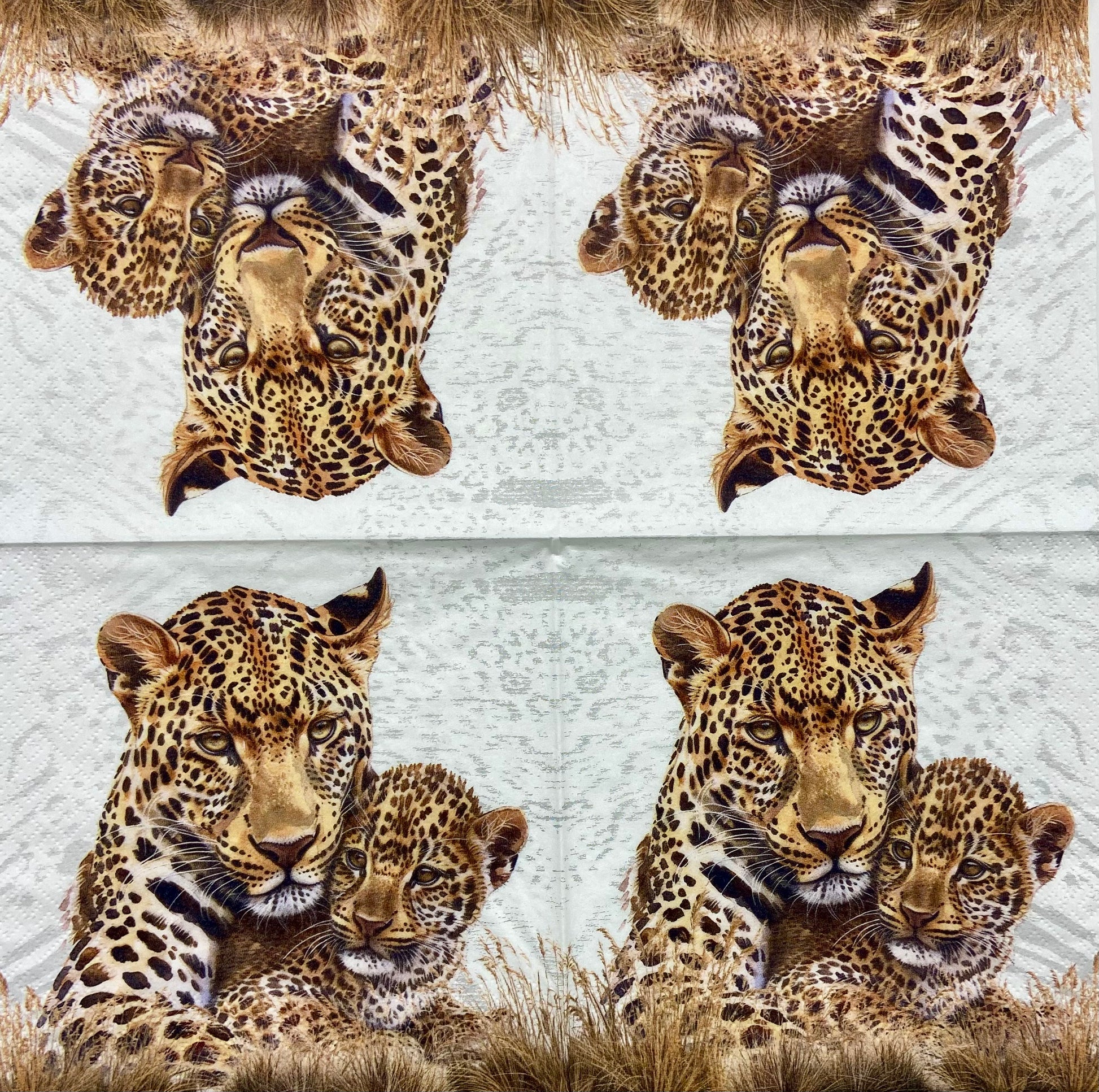 Decoupage Napkins 6.5" (2pcs)- Leopard Mum & Cub
