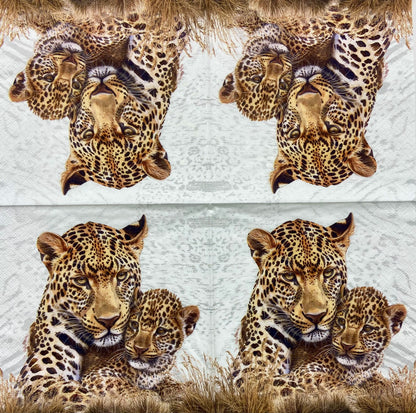 Decoupage Napkins 6.5" (2pcs)- Leopard Mum & Cub