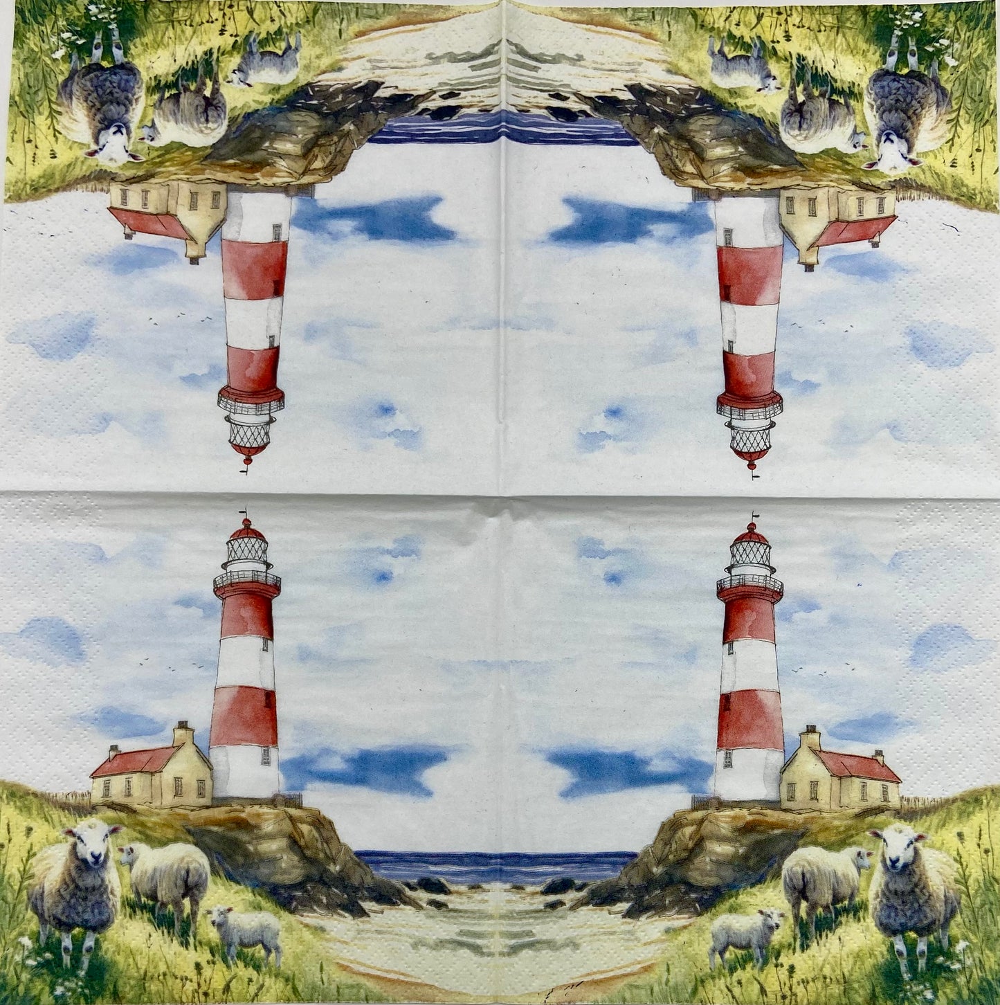 Decoupage Napkins 6.5"  (2pcs)- Lighthouse & Sheep