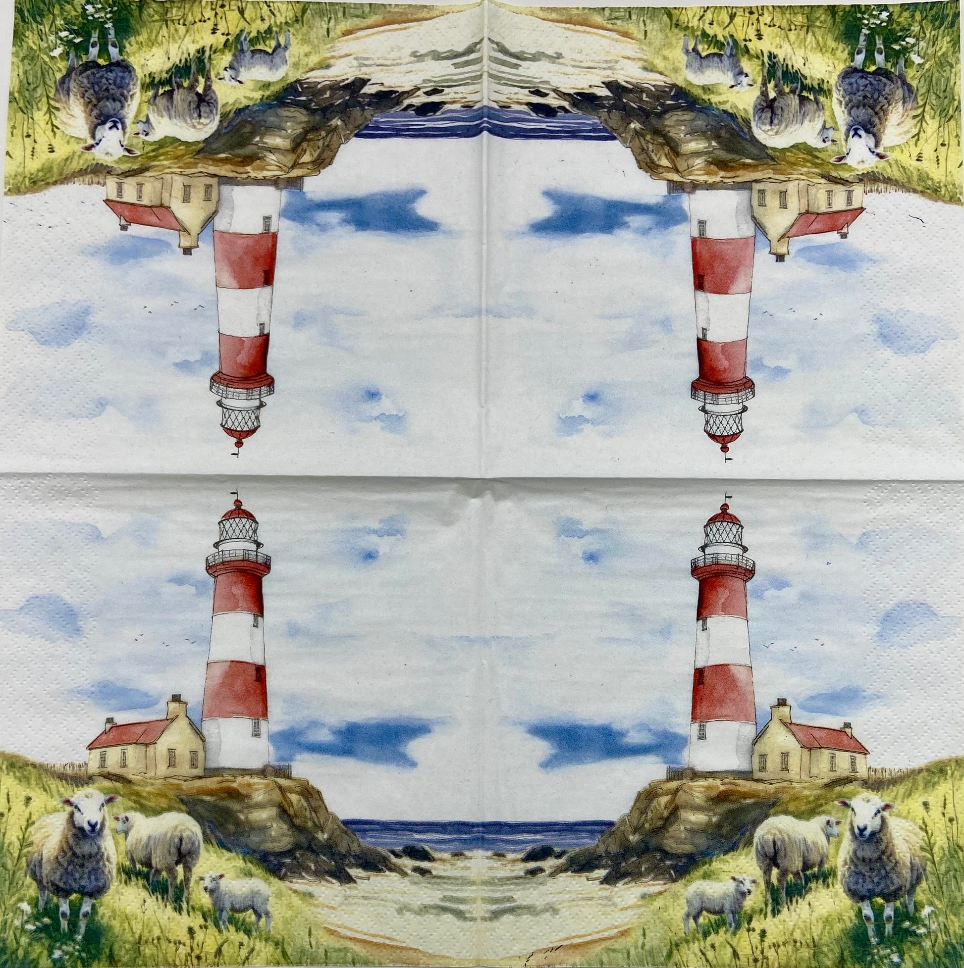 Decoupage Napkins 6.5"  (2pcs)- Lighthouse & Sheep
