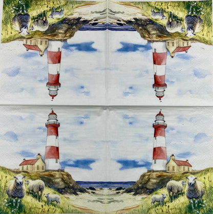 Decoupage Napkins 6.5"  (2pcs)- Lighthouse & Sheep