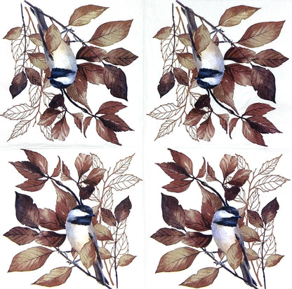 Decoupage Napkins 6.5" (2pcs)- Lovely Chickadee White