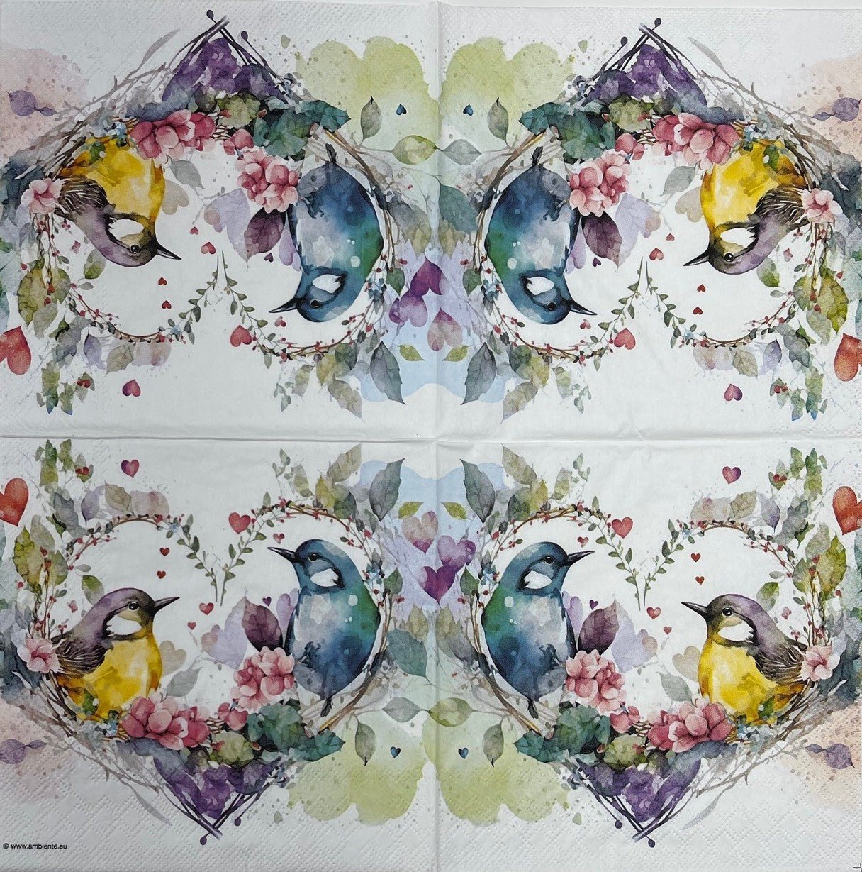 Decoupage Napkins 6.5"  (2pcs)- Loving Birds