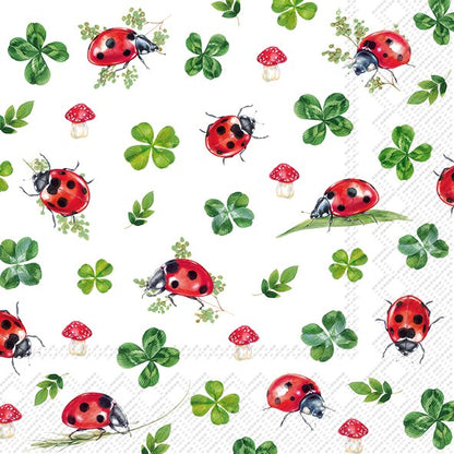 Decoupage Napkins 6.5" (2pcs)- Lucky Ladybugs