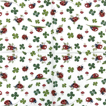 Decoupage Napkins 6.5" (2pcs)- Lucky Ladybugs