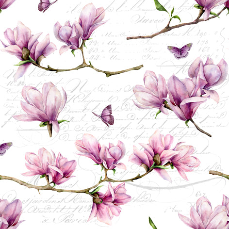 Decoupage Napkins 6.5" (2pcs)- Magnolia & Butterfly