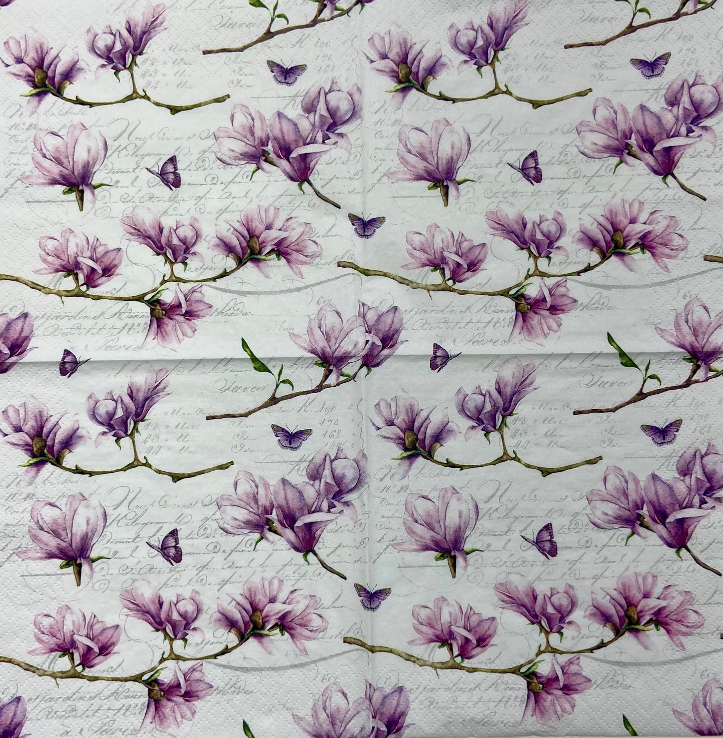 Decoupage Napkins 6.5" (2pcs)- Magnolia & Butterfly