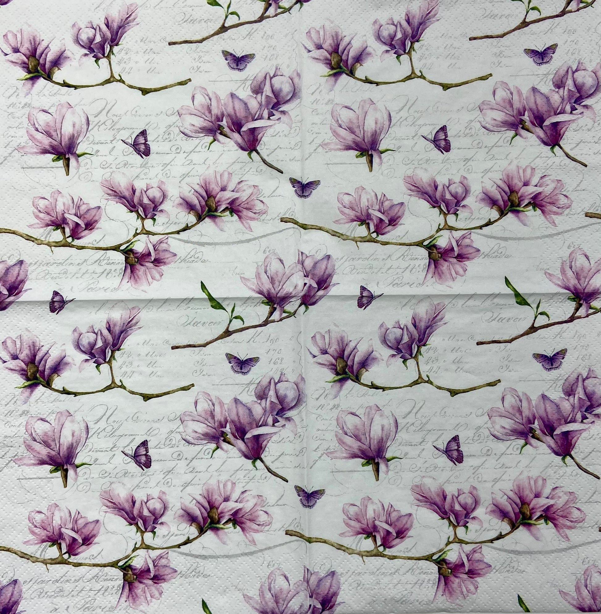 Decoupage Napkins 6.5" (2pcs)- Magnolia & Butterfly