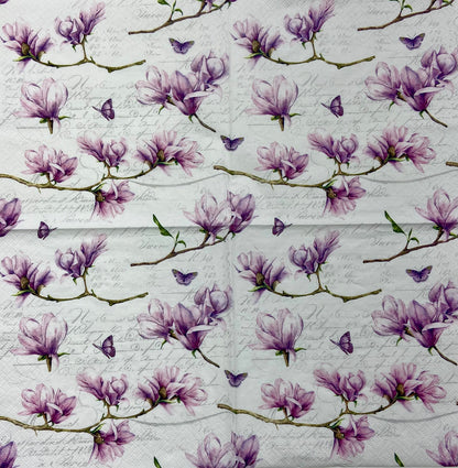 Decoupage Napkins 6.5" (2pcs)- Magnolia & Butterfly