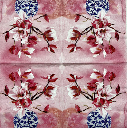 Decoupage Napkins 6.5" (2pcs)- Magnolias En Vase Chinois