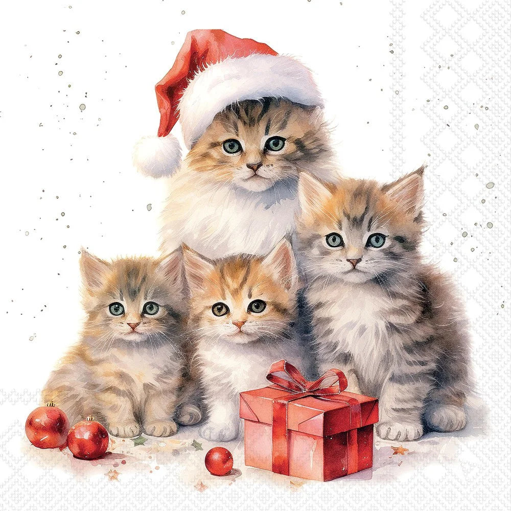 Decoupage Napkins 6.5" (2pcs)- Meaowy Christmas