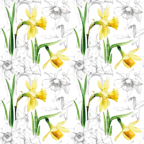 Decoupage Napkins 6.5" (2pcs)- Narcissus Sketch