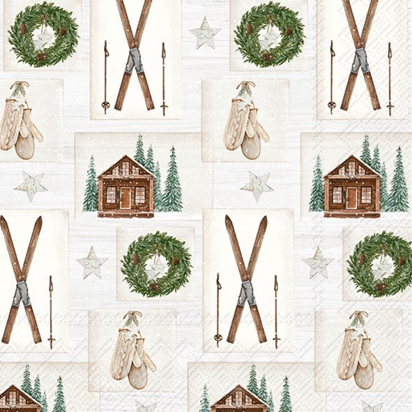 Decoupage Napkins 6.5" (2pcs)- Nordic Winter Collage
