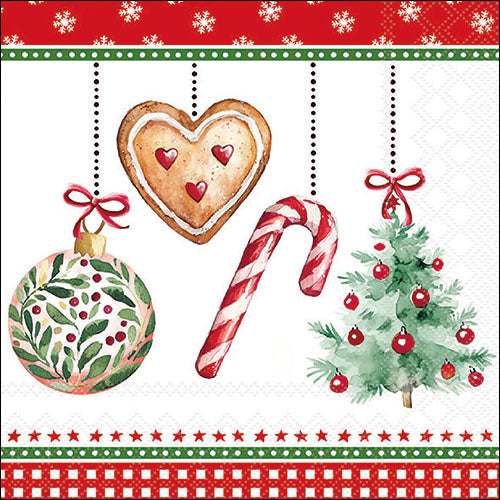 Decoupage Napkins 6.5"  (2pcs)- Ornaments on a Cord