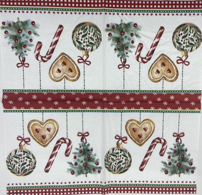 Decoupage Napkins 6.5"  (2pcs)- Ornaments on a Cord