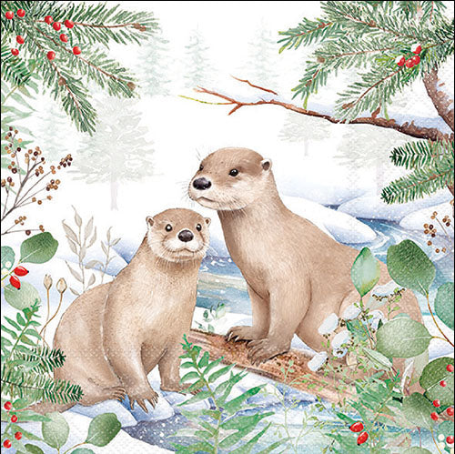 Decoupage Napkins 6.5"  (2pcs)- Otter